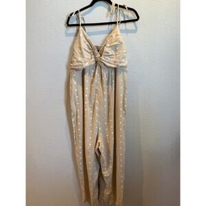 NWT Old Navy Polka Dot Linen Blend Jumpsuit in Tan XXL